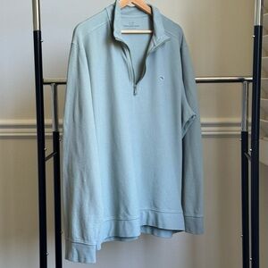 Vineyard Vines Men's Seafoam Green Quarter Zip Pullover L Cotton Pre-Owned
